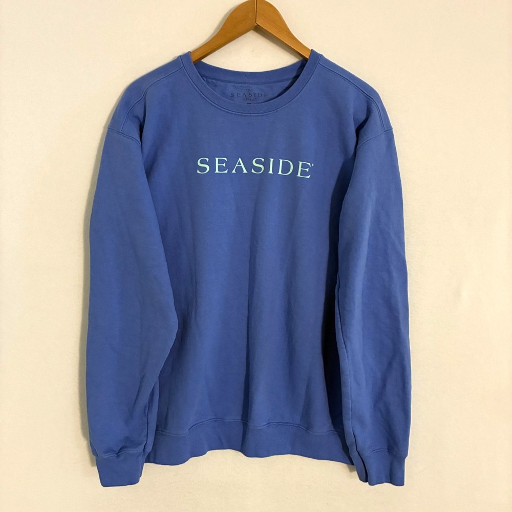 Seaside USA Made Sweatshirt Unisex L Blue Crew Neck Preppy Destination Travel